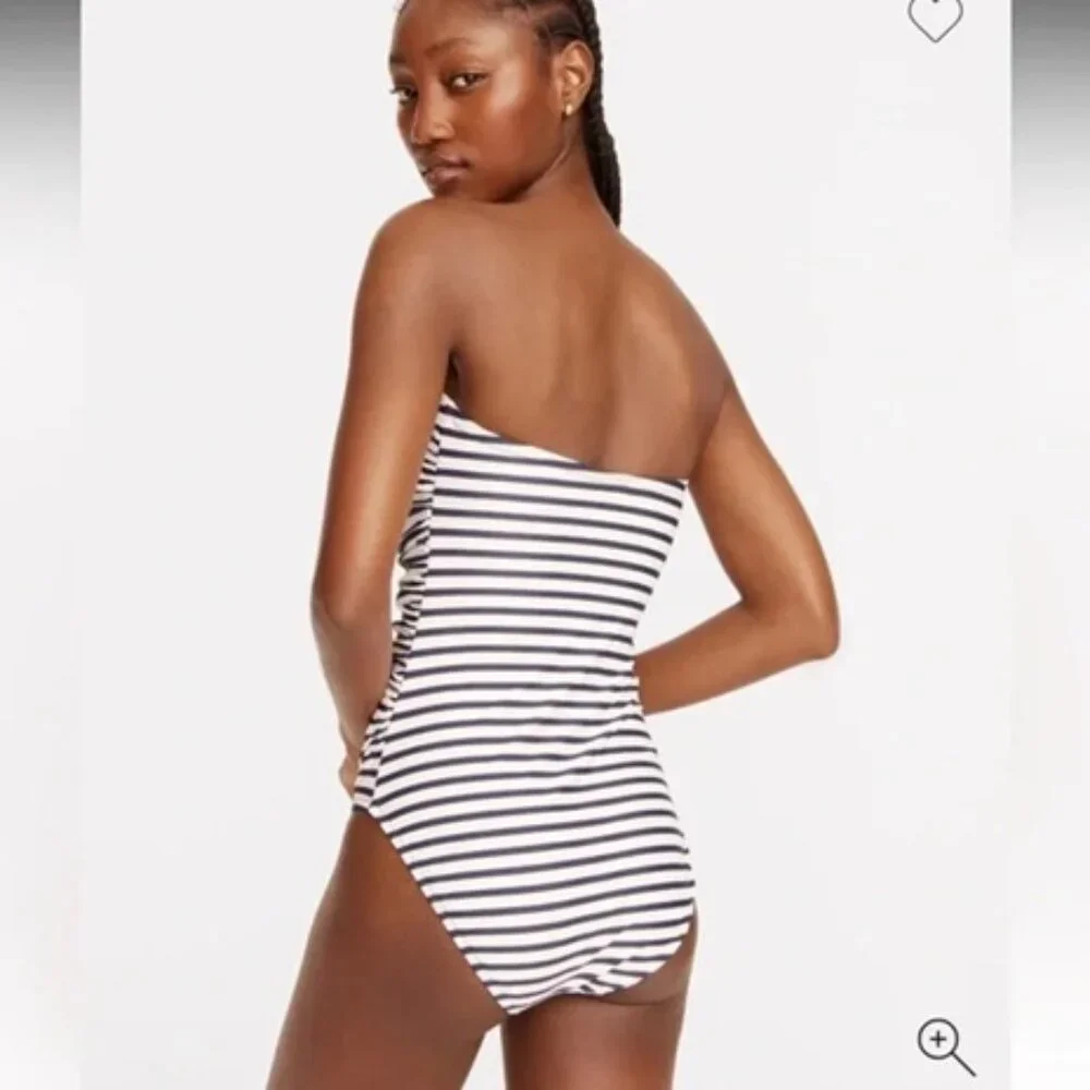⭐ J. Crew Bandeau One-piece striped swimsuit size 20